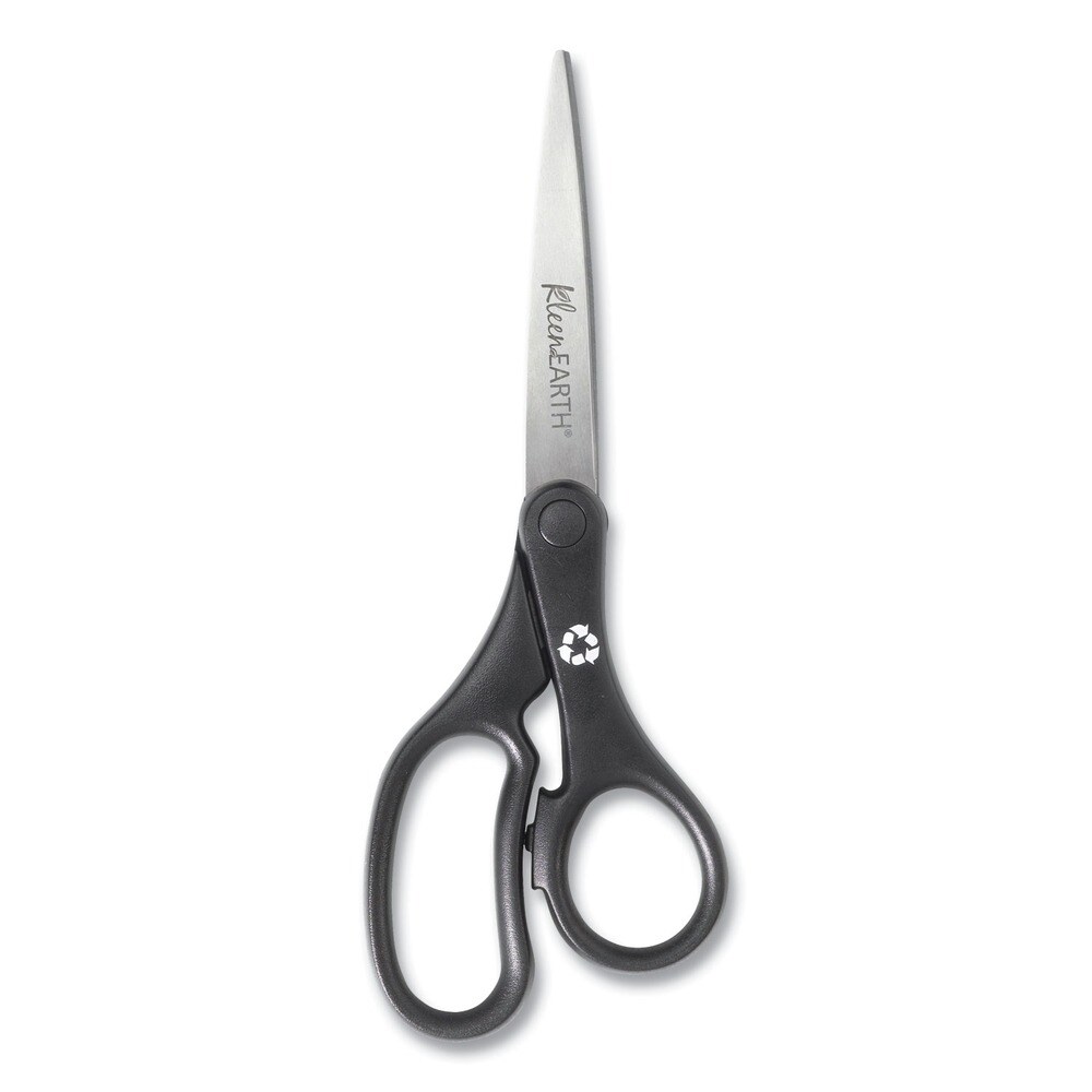 Westcott 8 in. Long 3.25 in. Cut Length KleenEarth Basic Plastic Handle Scissors - Straight Black Handle