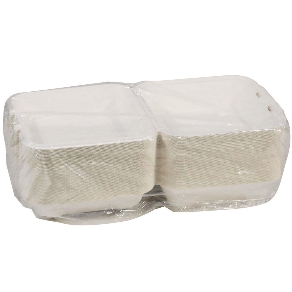 Pactiv Corp. 9 in. x 9 in. x 3 in. Sugarcane EarthChoice PFAS Free Compostable Hinged Lid Container - White (150/Carton)