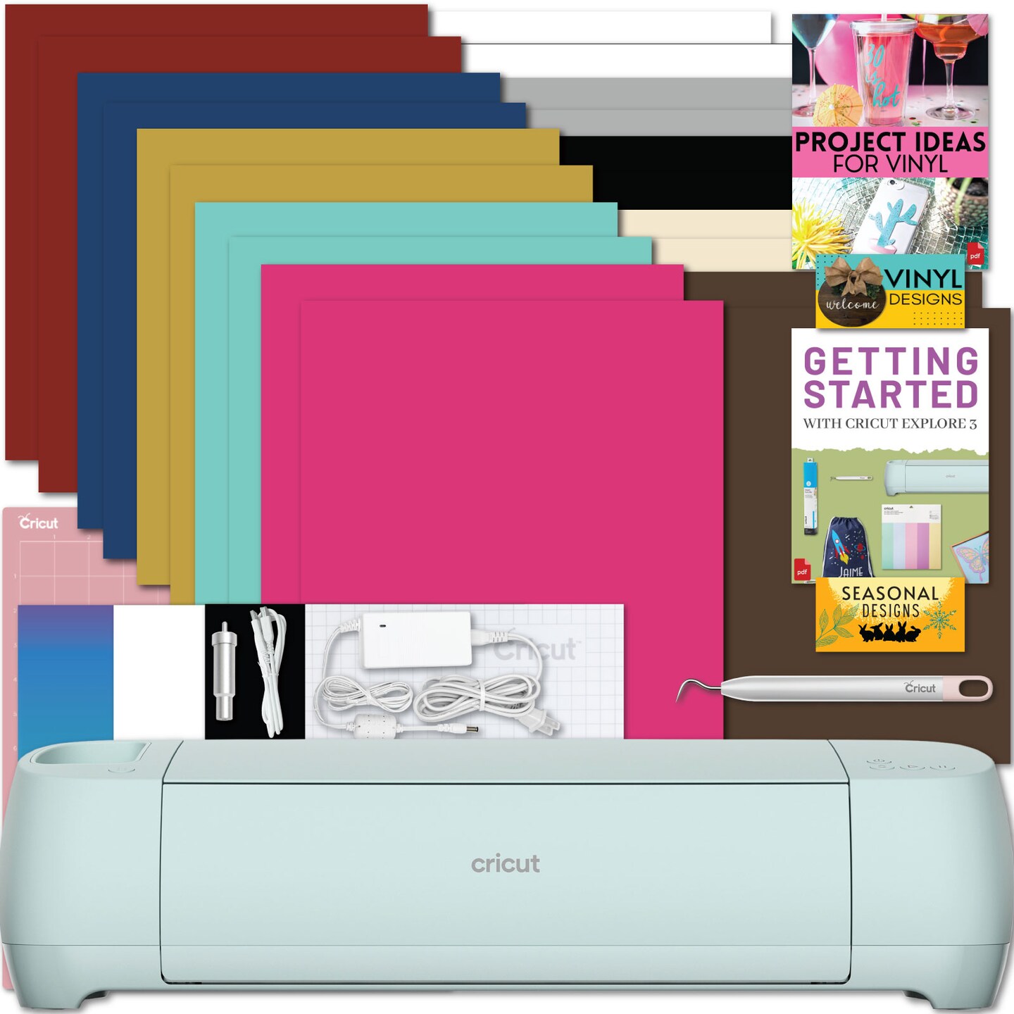 Cricut Explore 3 Craft Cutting Machine with Vibrant Vinyl Pack Bundle