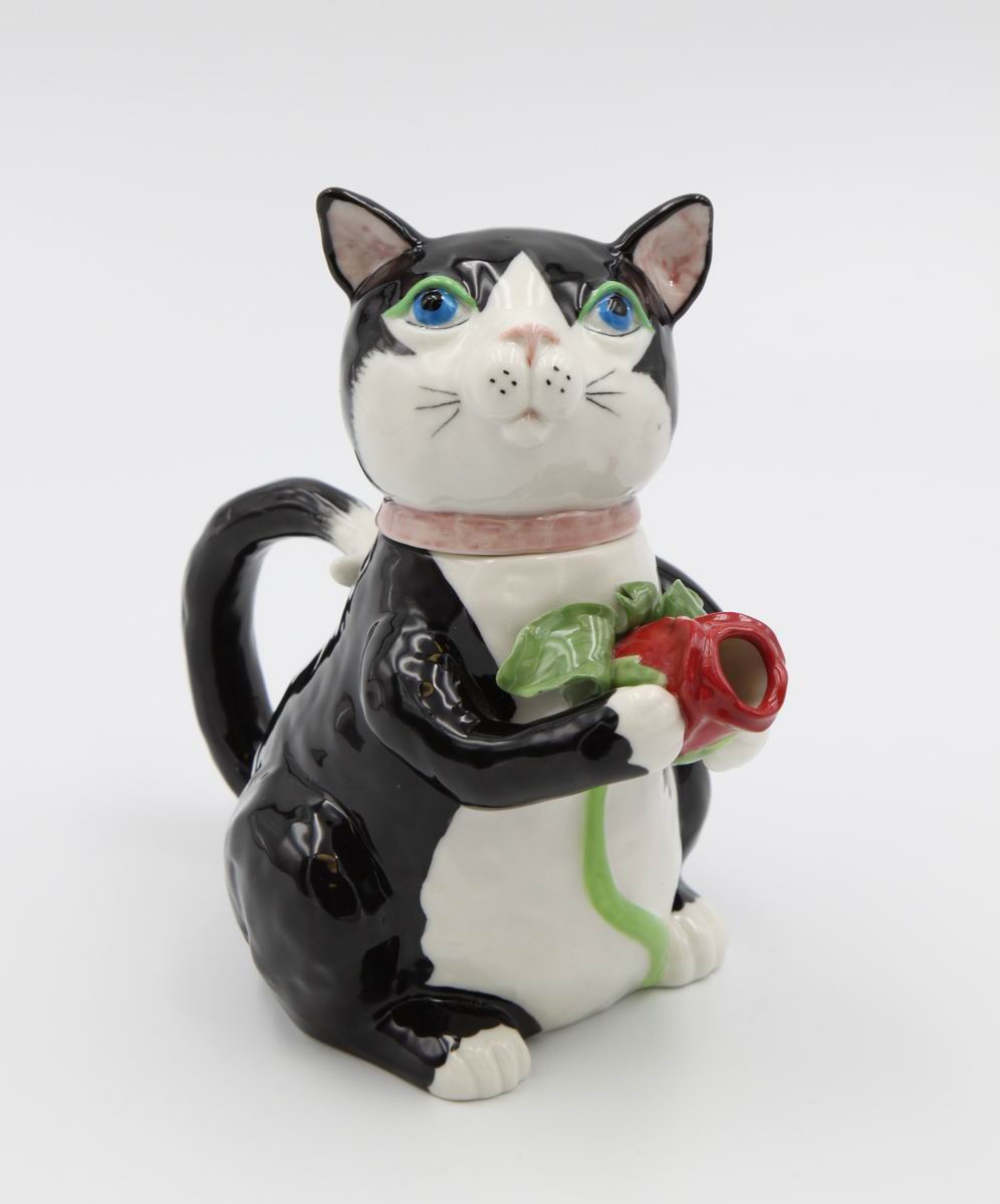 Ceramic Black Cat Teapot, Home D&#xE9;cor, Gift for Her, Gift for Mom, Tea Party D&#xE9;cor, Cat Lovers Gift, Pet Loss Gift