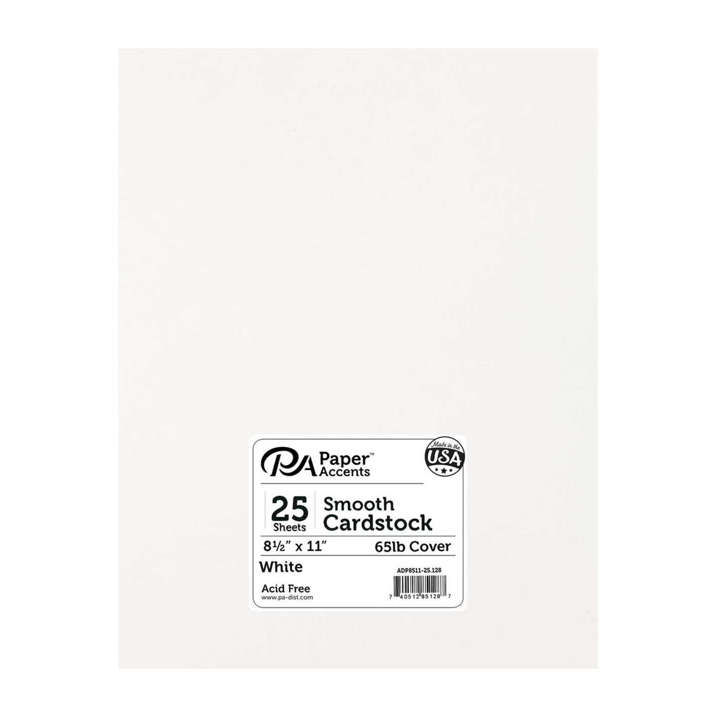 PA Paper Accents Smooth Cardstock 8.5" x 11" White, 65lb colored cardstock paper for card making, scrapbooking, printing, quilling and crafts, 25 piece pack