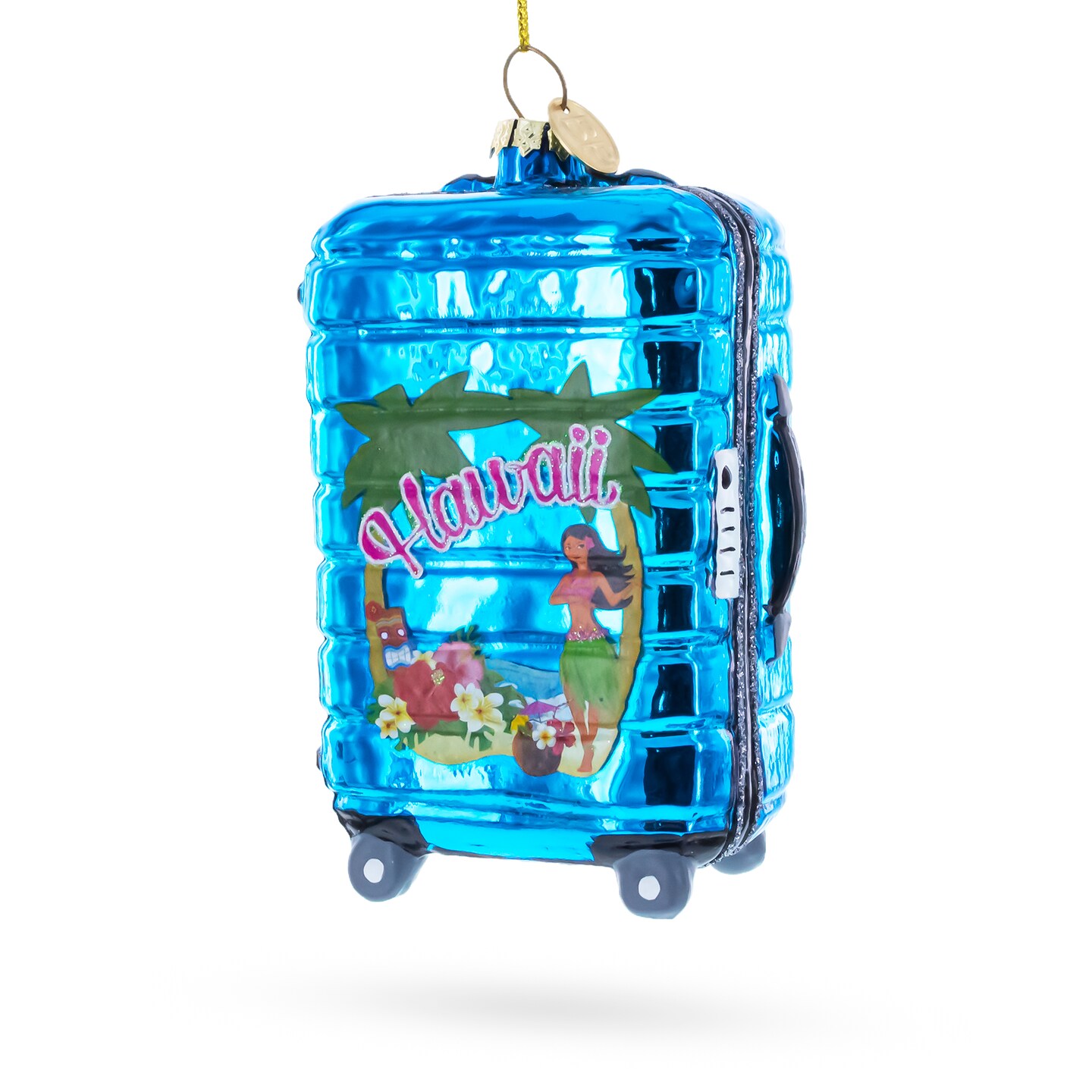 Hawaii Suitcase Blown Glass Christmas Ornament