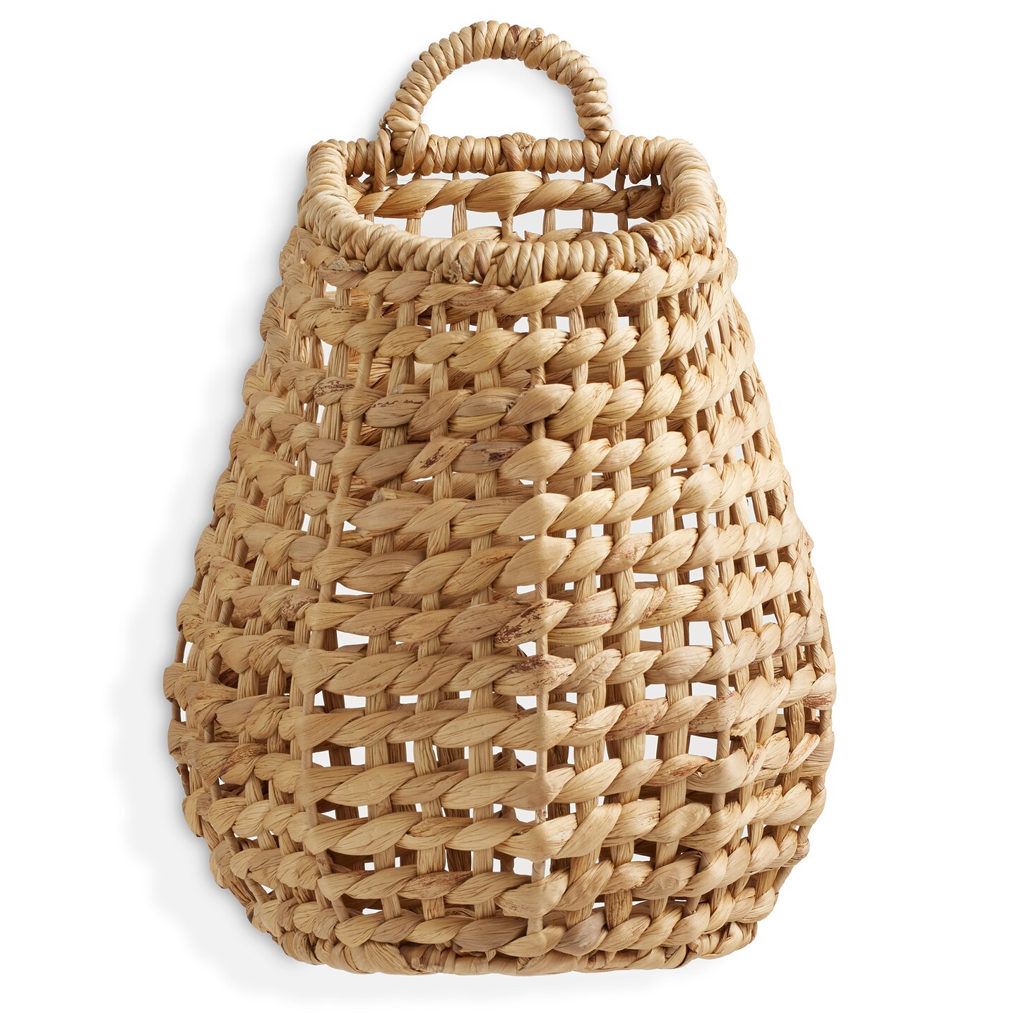 Casafield Open Weave Wall Hanging Basket for Plants and Flowers - Natural, Water Hyacinth Decorative Boho Accent for Front Door and Entryway