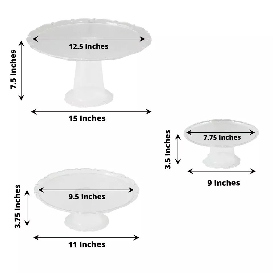 3 Clear Round Plastic CUPCAKE Display STANDS Stackable Dessert Pedestals Party