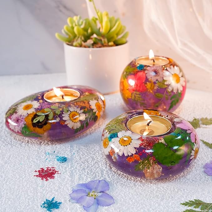LET&#x27;S RESIN Tealight Candle Holder Resin Molds Silicone,3Pcs Tea Light Candle Holder Silicone Molds for Resin,Plaster,Cement Concrete,Resin Epoxy Molds Silicone for DIY Home D&#xE9;cor,Great for Beginners
