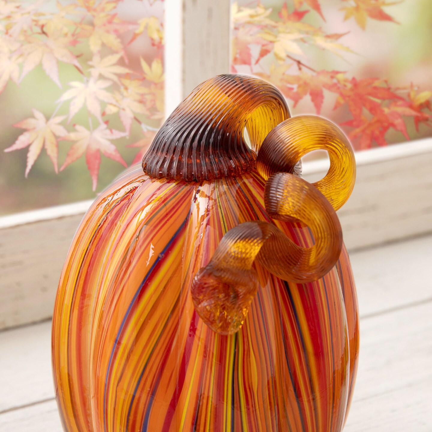 Multi Striped Glass Pumpkin &#x26; Gourd