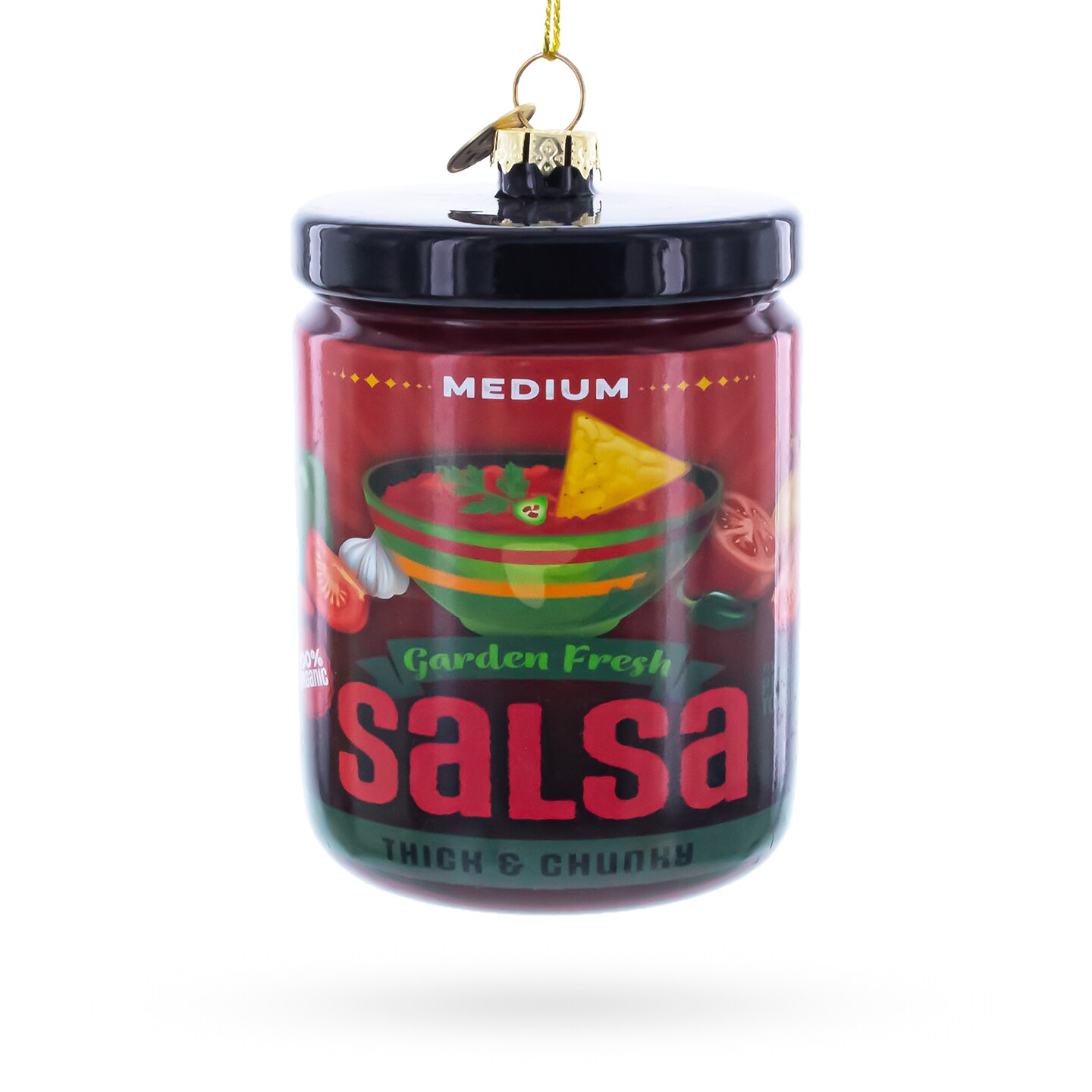 Fresh Salsa Jar Blown Glass Christmas Ornament