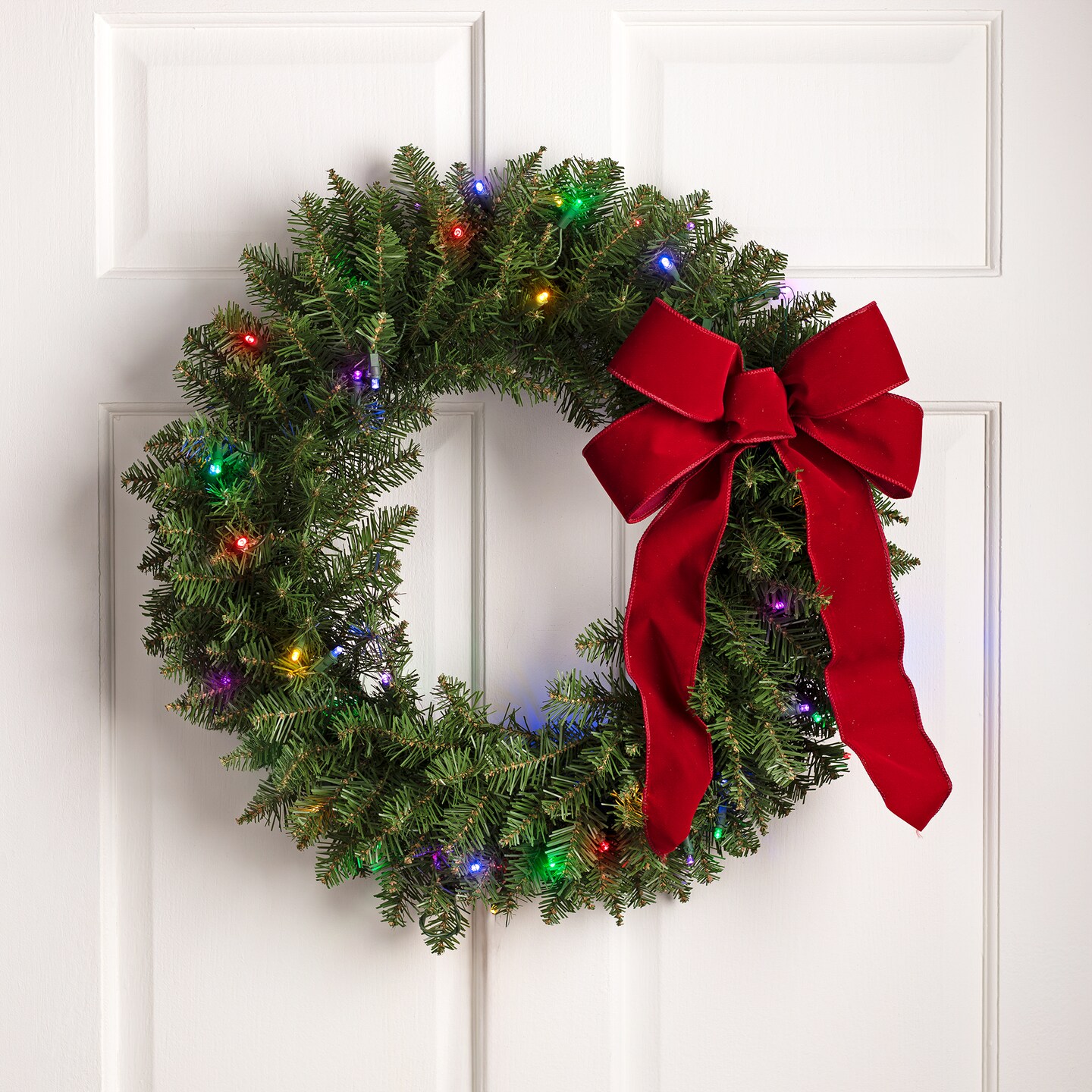 Northlight Pre-Lit Northern Pine Artificial Christmas Wreath - 24&#x22; - Multicolor LED Lights