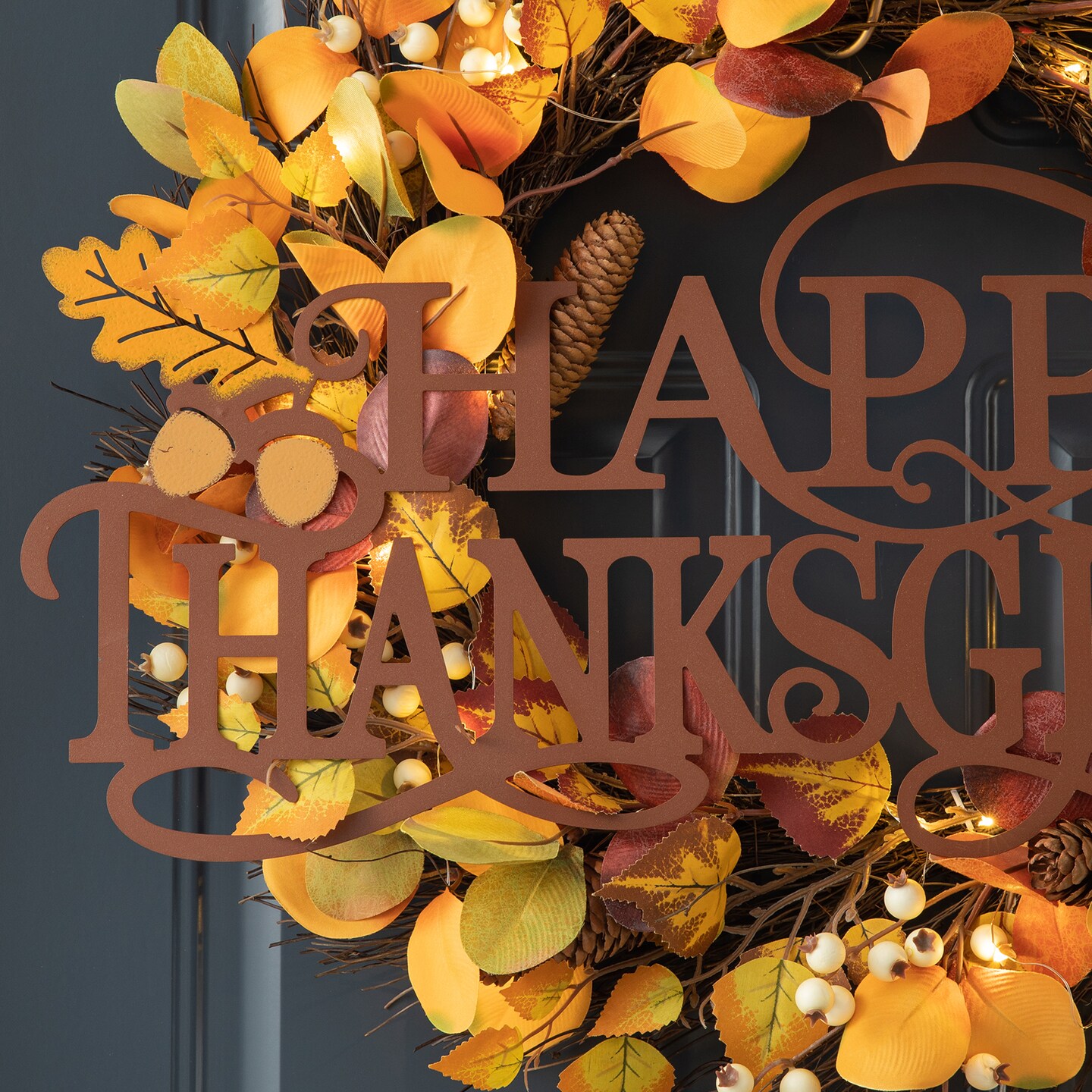 Set of 2 24&#x22;L Metal &#x22;HAPPY THANKSGIVING&#x22; Wall D&#xE9;cor