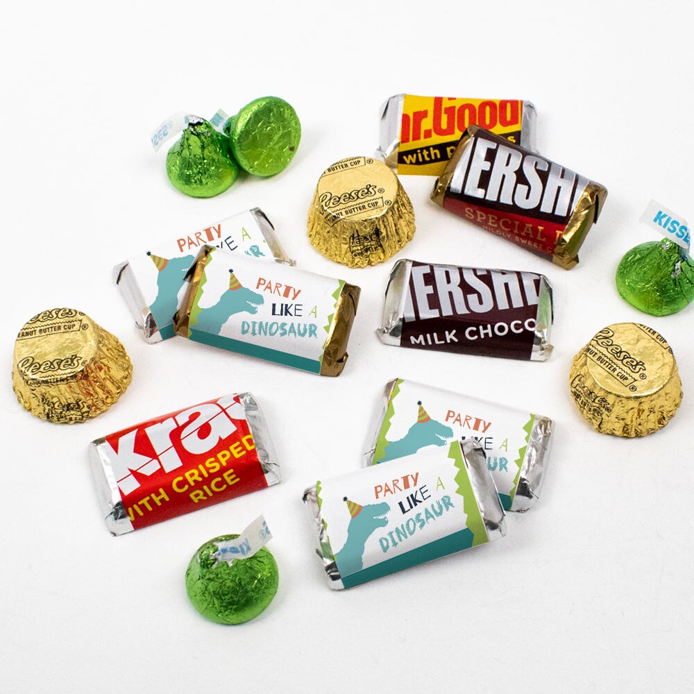 200 pcs Dinosaur Kid's Birthday Candy Party Favors Hershey's Chocolate Kit (3 lb, Approx. 200 Pcs) - By Just Candy