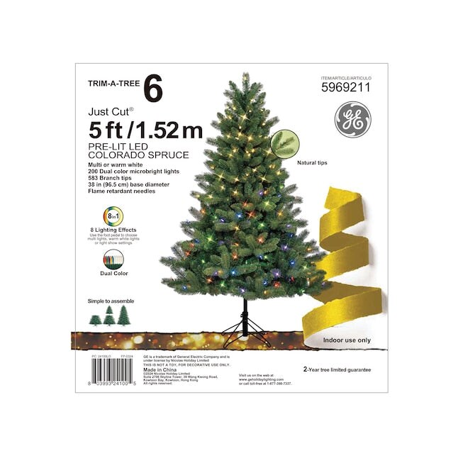 Colorado Spruce Tree with Multicolor and White LED Lights - 5 Foot