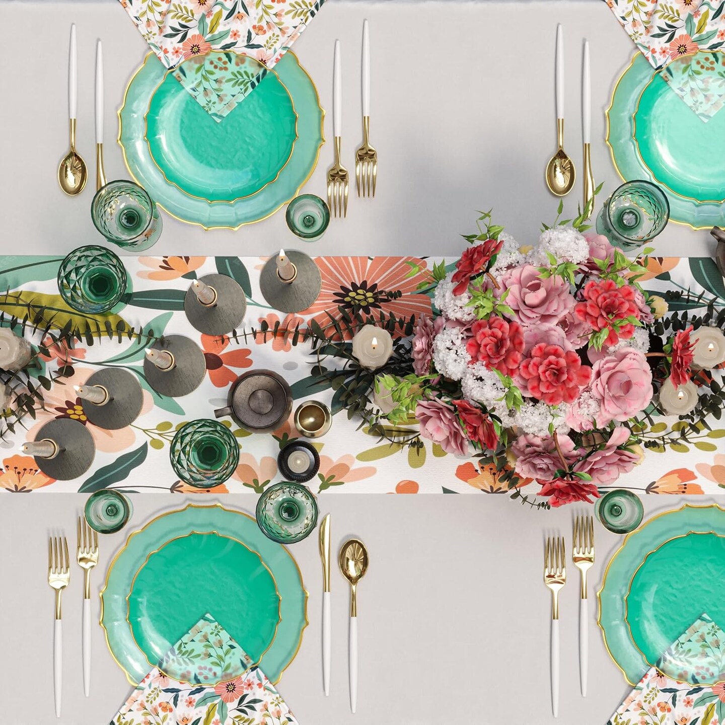 Trendables Plastic Plates for Party Fancy Plastic Dinner Plates For Guest 7.5 inch Dessert Plates &#x26; 10 Inch Thin Delicate Disposable Dinnerware Charger Plate Set