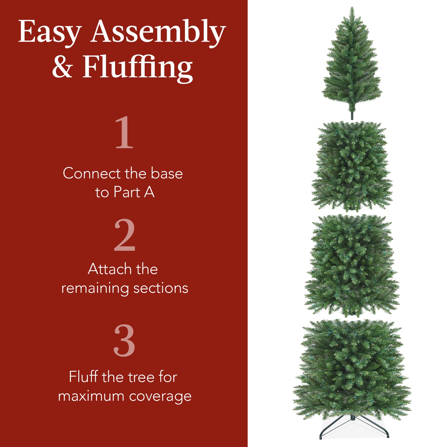 Best Choice Products Unlit Pencil Christmas Tree, Spruce Style Holiday D&#xE9;cor w/ Metal Base