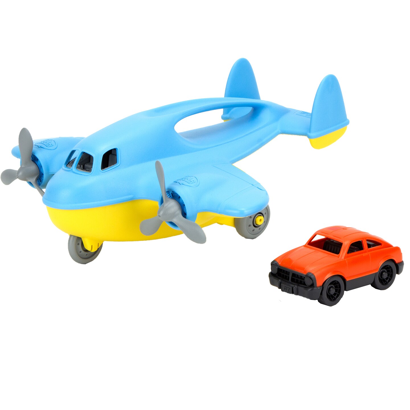 Green Toys Cargo Plane Blue & Yellow Includes Mini Car Play
