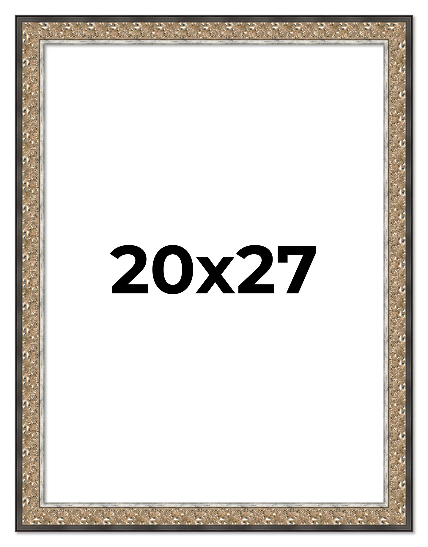 20x27 Ornate Picture Frame with UV-Resistant Acrylic &#x26; Acid Free Backing, Available in 5 Finishes - Black, Brown, Gold, Silver, White