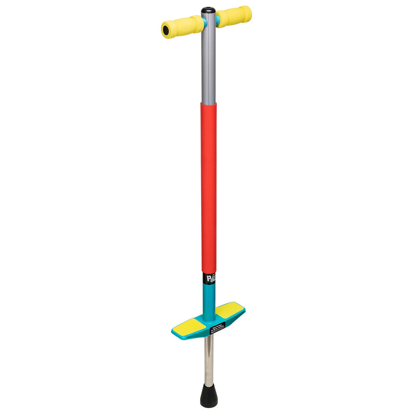 Alex: Super Go Pogo Stick - Grey,Red,Blue - Outdoor Jumping &#x26; Balancing Toy, Padded Frame, Soft Grip Handles, Bounce Up To 2&#x27;, Kids 88-154lbs, Ages 9+
