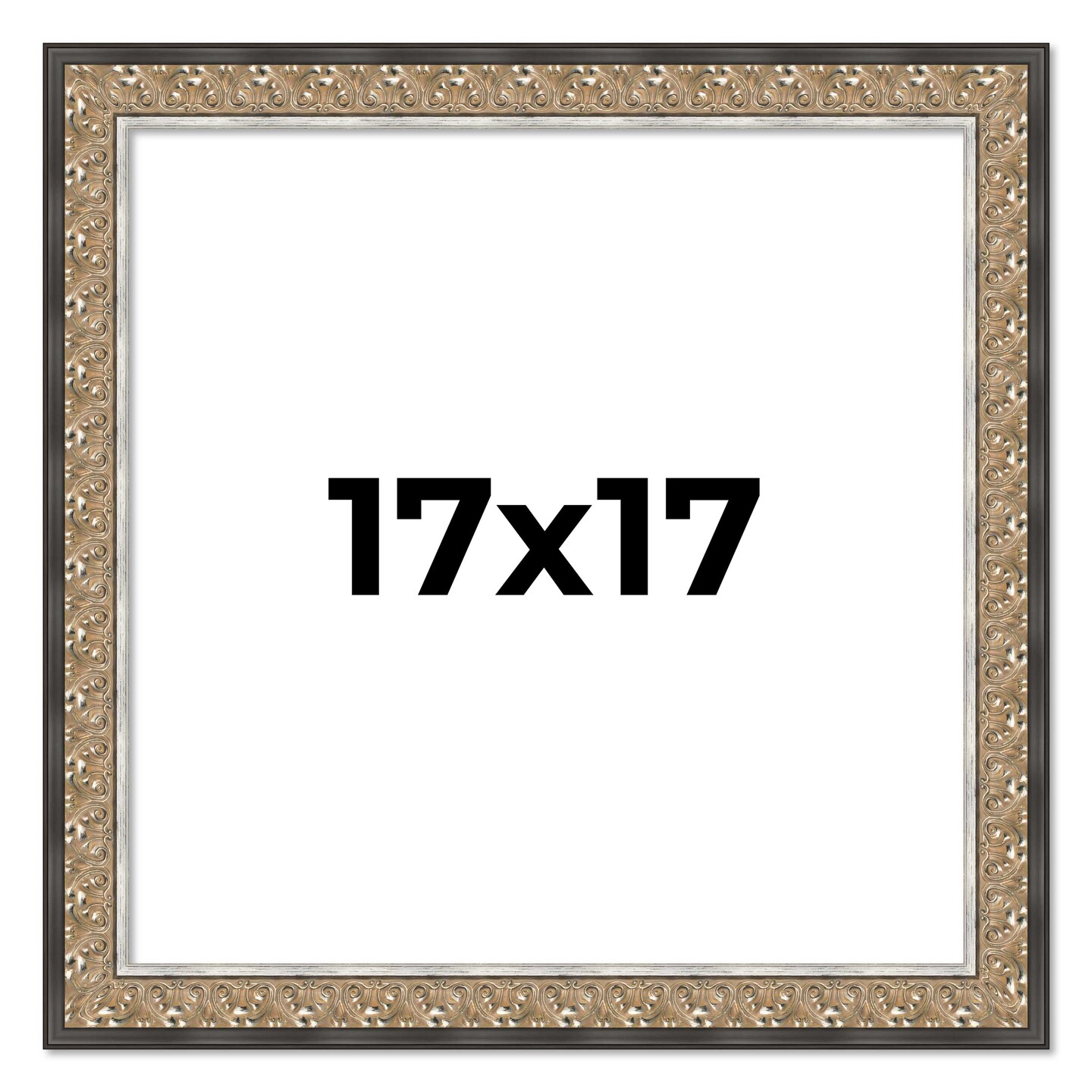 Square Ornate Silver Picture Frame - UV Acrylic, Foam Board Backing, Hanging Hardware