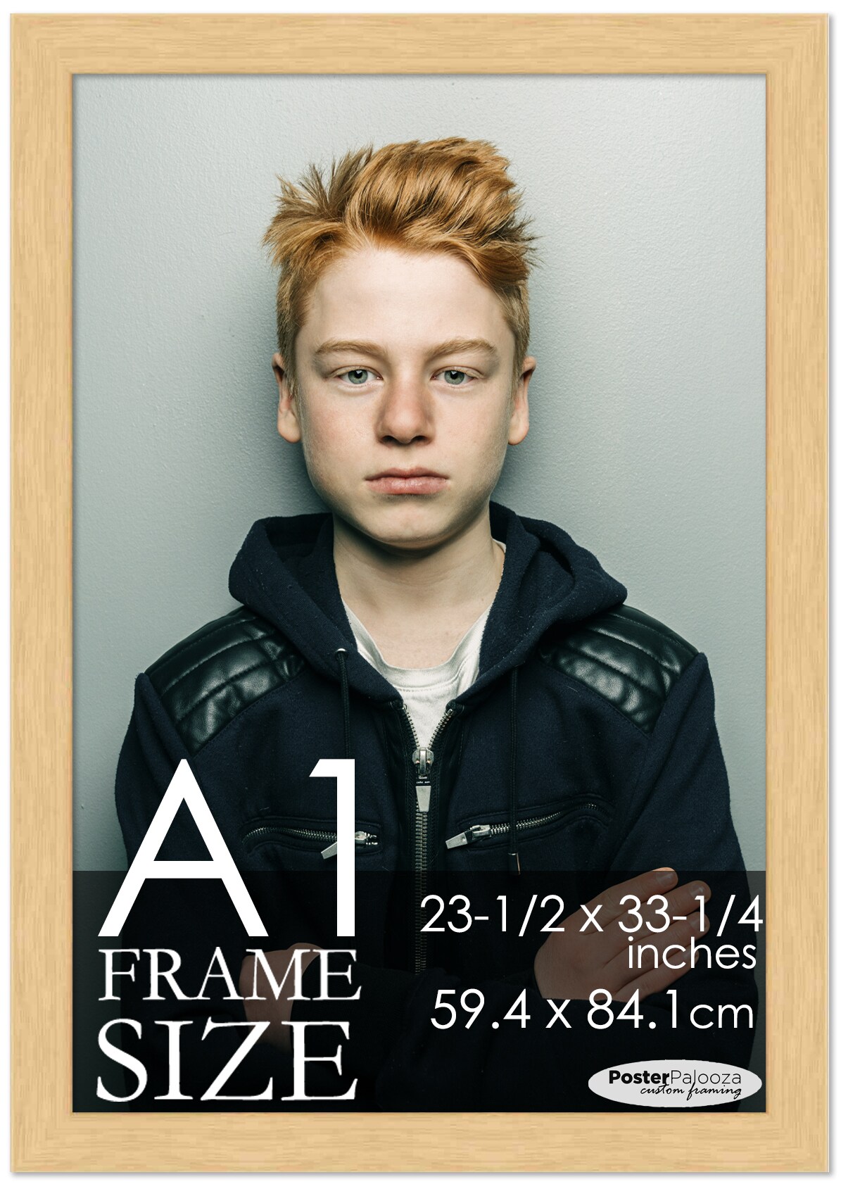 A1 Frame Natural Modern Minimalist 23.5x33.25 Frame - Wood A1 Picture Frame, UV Acrylic