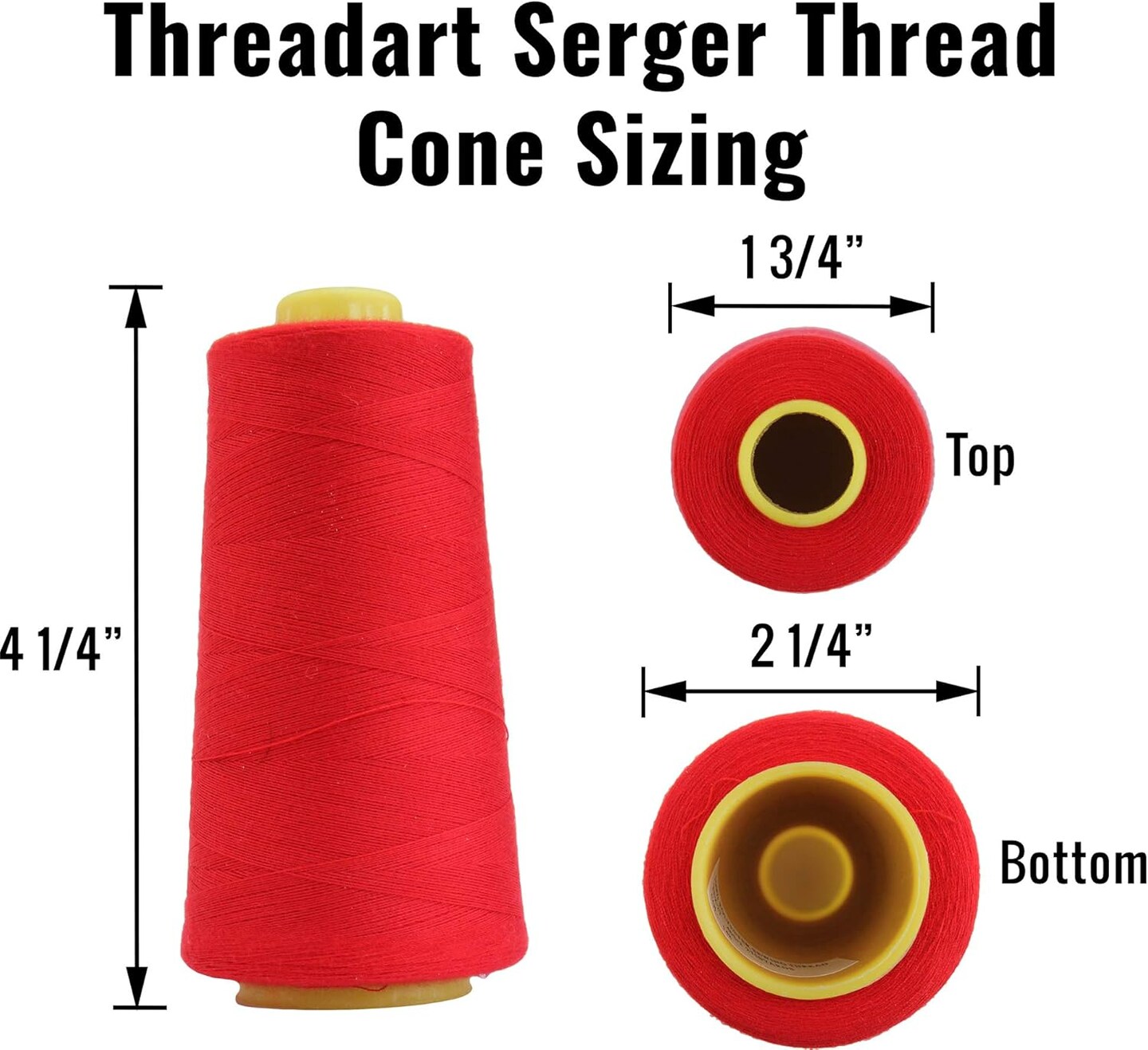 Threadart Polyester Serger Thread - 2750 yds 40/2 - 4 Cone Bundle Pack - 56 Colors Available -