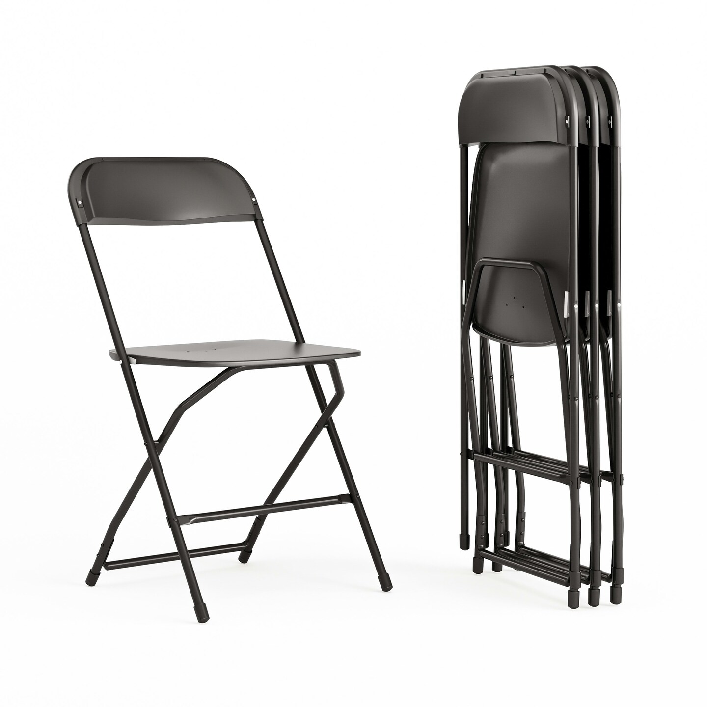 Emma and Oliver Plastic Folding Chair - 4 Pack 650LB Weight Capacity