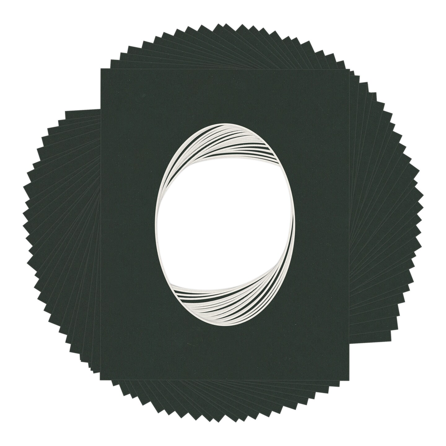 Textured Black Mat Board for 8x10 Frames - Oval Opening for 5x7 Photos