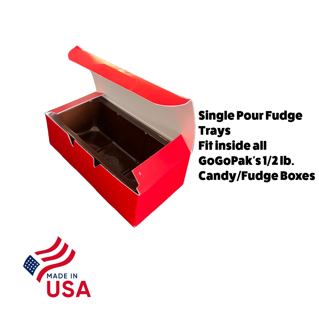 50 Trays - 1/2 lb. Plastic Fudge Tray 1 Cavity (Direct Pour) - Heat Stable