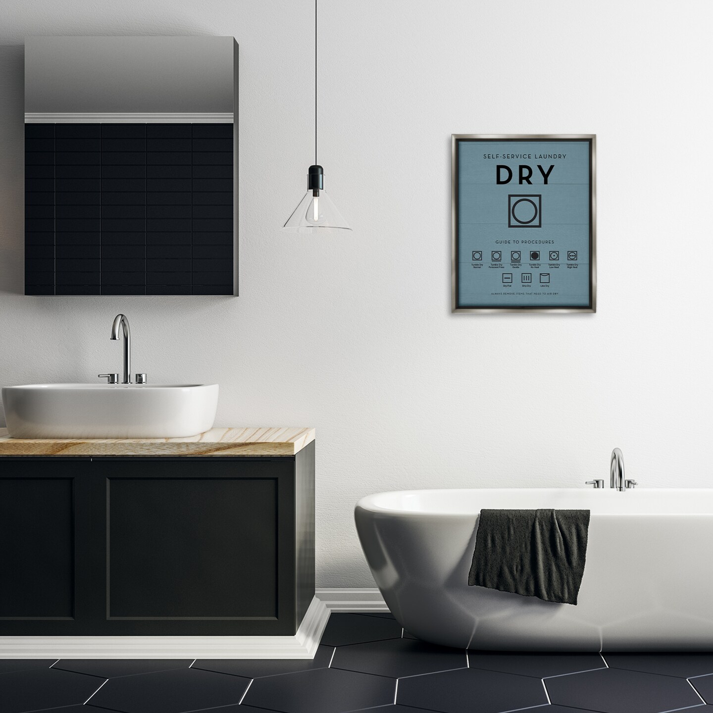 Stupell Industries Laundry Dryer Symbols Floating Frame By Lettered and Lined