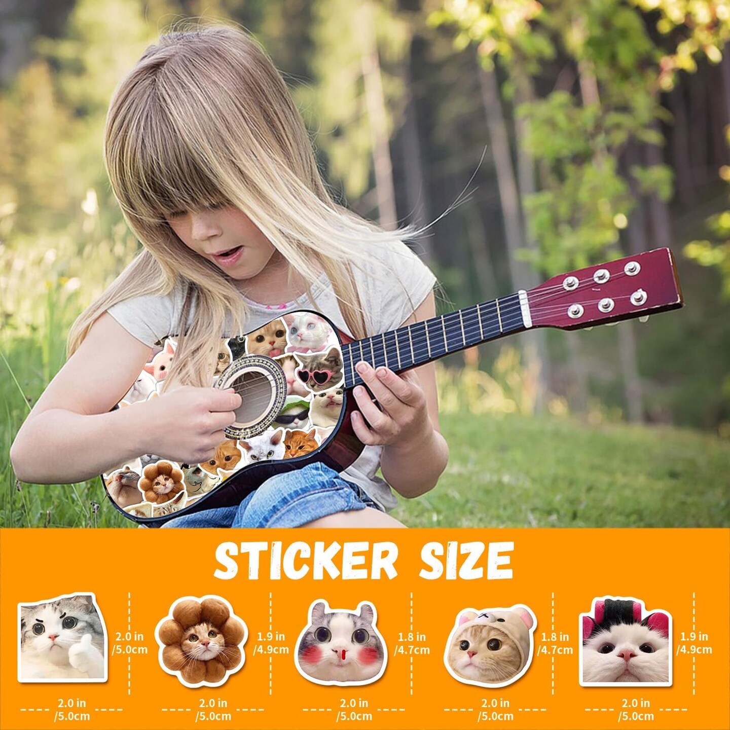 100 Pcs Cute Cat Stickers for Kids, Waterproof for Kids
