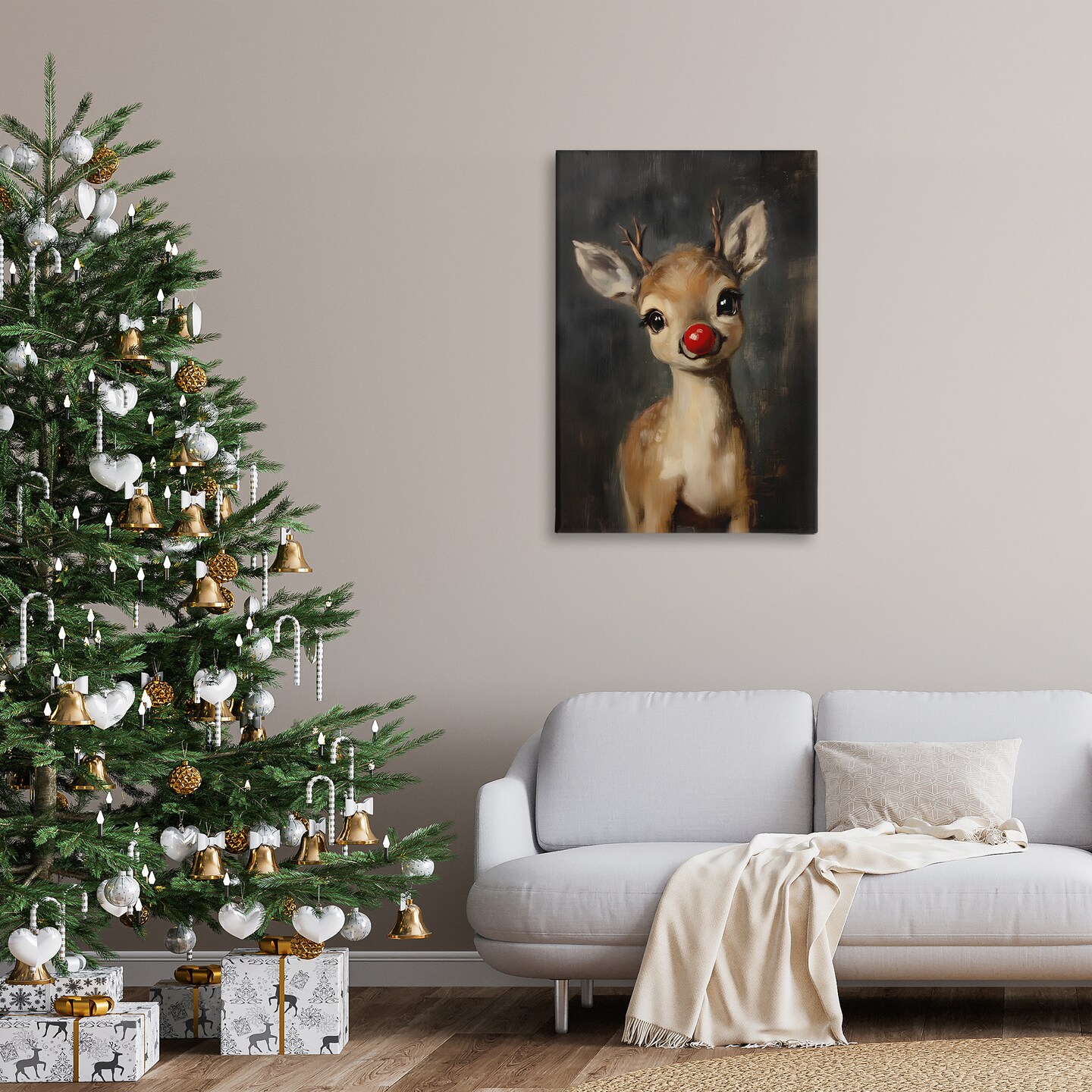 Stupell Industries Red Nose Baby Reindeer Canvas By Lettered and Lined