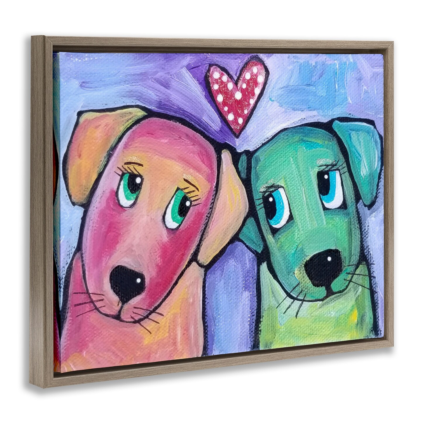 Stupell Industries Vivid Pink & Green Puppy Love Floating Frame By Nettie Price