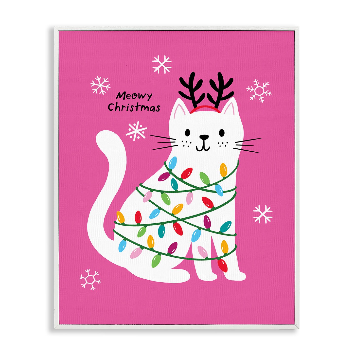 Stupell Industries Meowy Christmas Cat Pun Framed Giclee By Nina Seven
