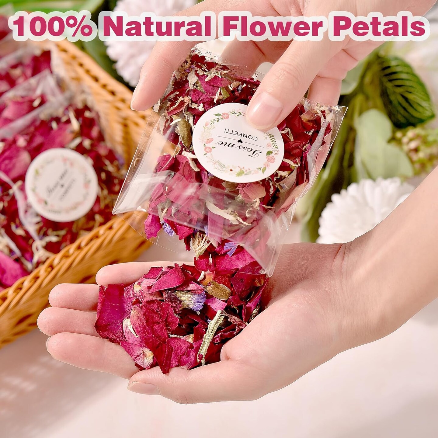 20 Pack Biodegradable Confetti, Dried Flower Petals (Red Rose &#x26; Lavender &#x26; Marigold)