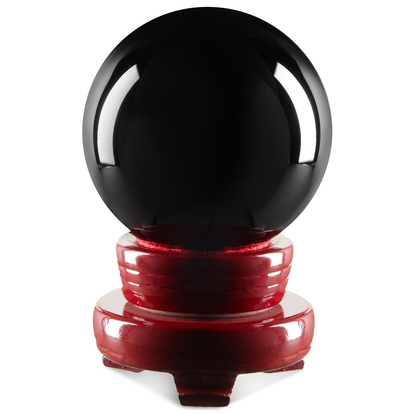 Juvale Obsidian Sphere– Black Crystal Ball with Stand for Meditation, Home Décor, Fortune Teller Ball, Feng Shui 2inch