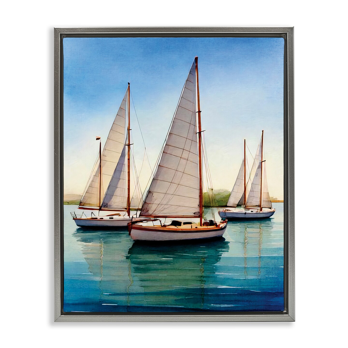 Stupell Industries Sailboat Trio on Calm Sea Floating Frame By Seven Trees Design
