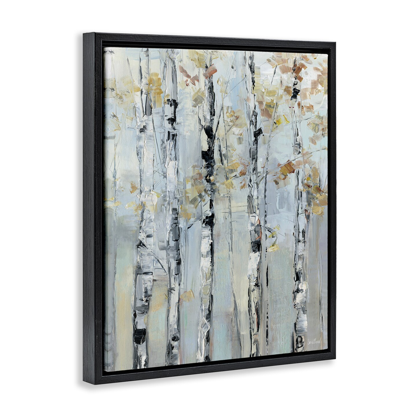 Stupell Industries Autumn Birch Abstraction Floating Frame By Sally Swatland