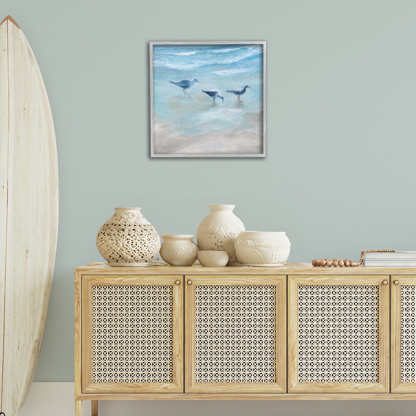 Stupell Industries Seagull Trio on Shore Framed Giclee By Marilyn Dunlap