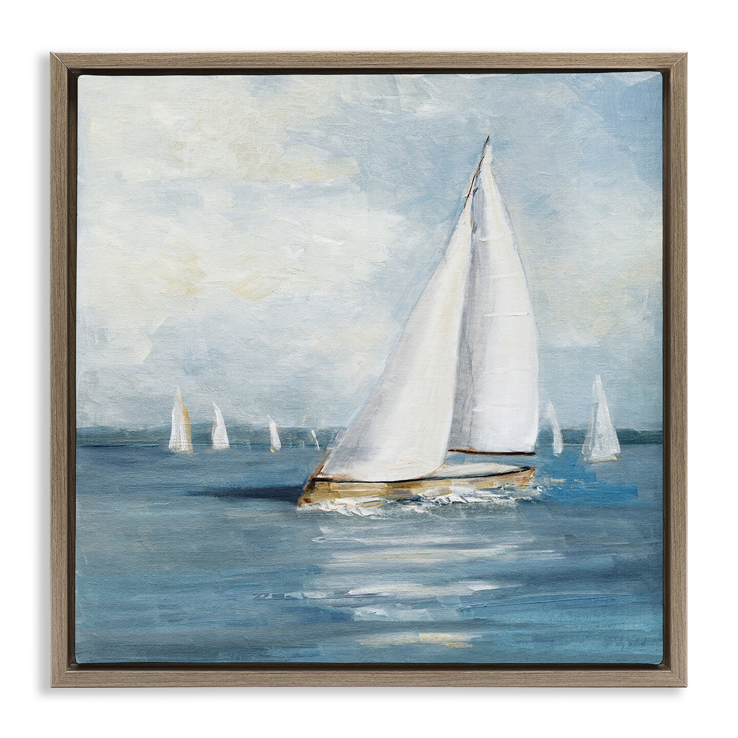 Stupell Industries Swaying Sailboat Vessel Floating Frame By Sally ...