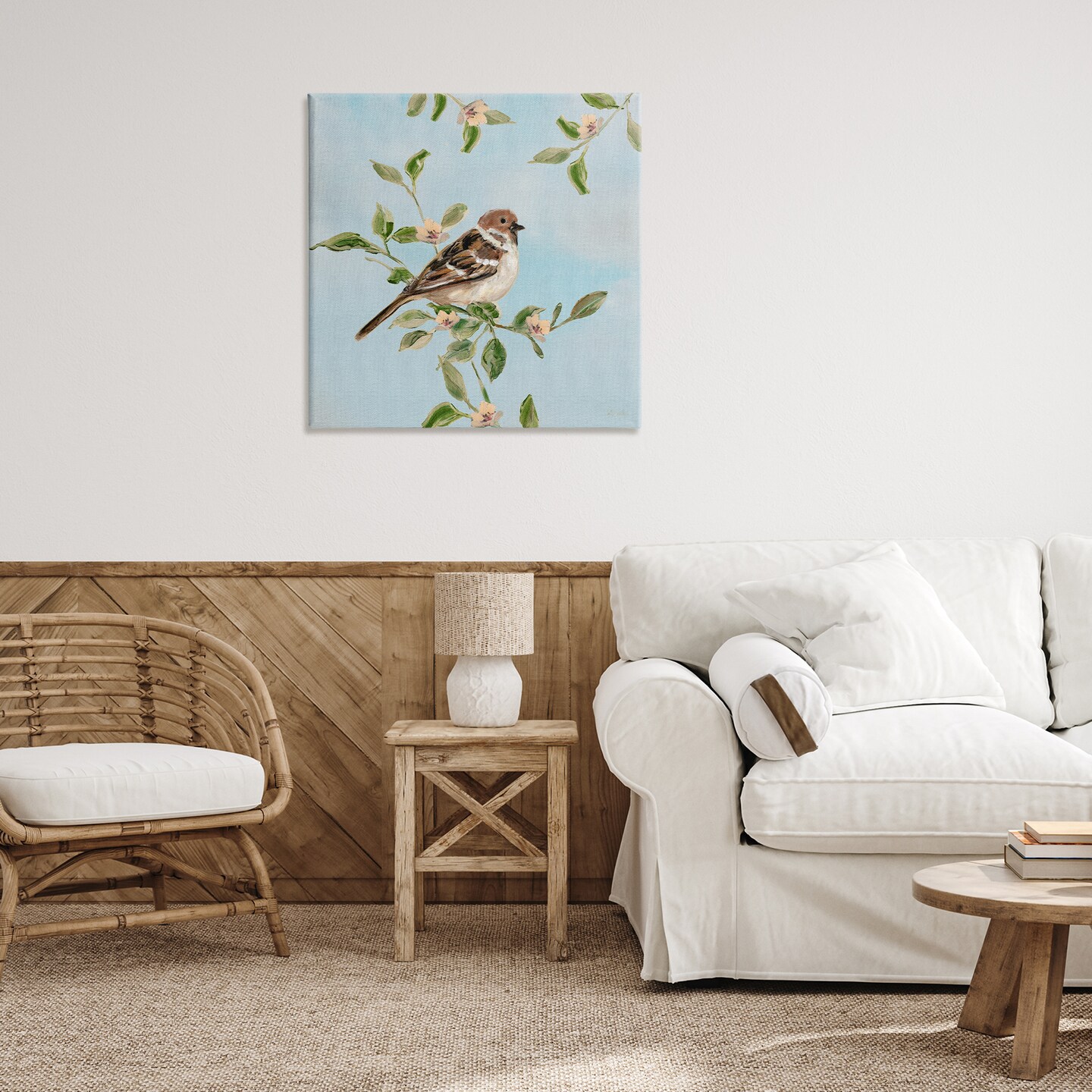 Stupell Industries Perched Sparrow Upon Leaves Canvas By Sally Swatland