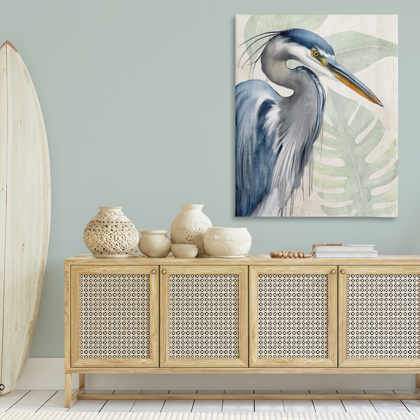 Stupell Industries Heron Palms Bird Portrait Canvas By Kim Allen