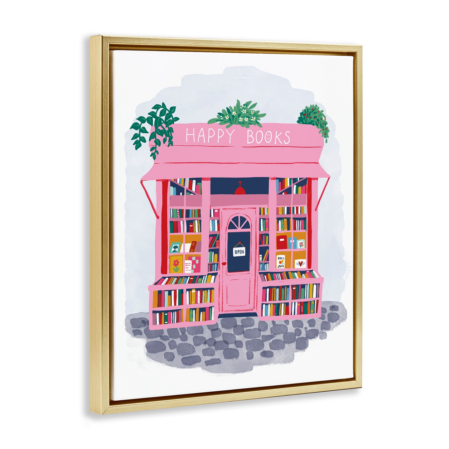 Stupell Industries Pink Bookstore Shop Front Floating Frame By Be Ni La