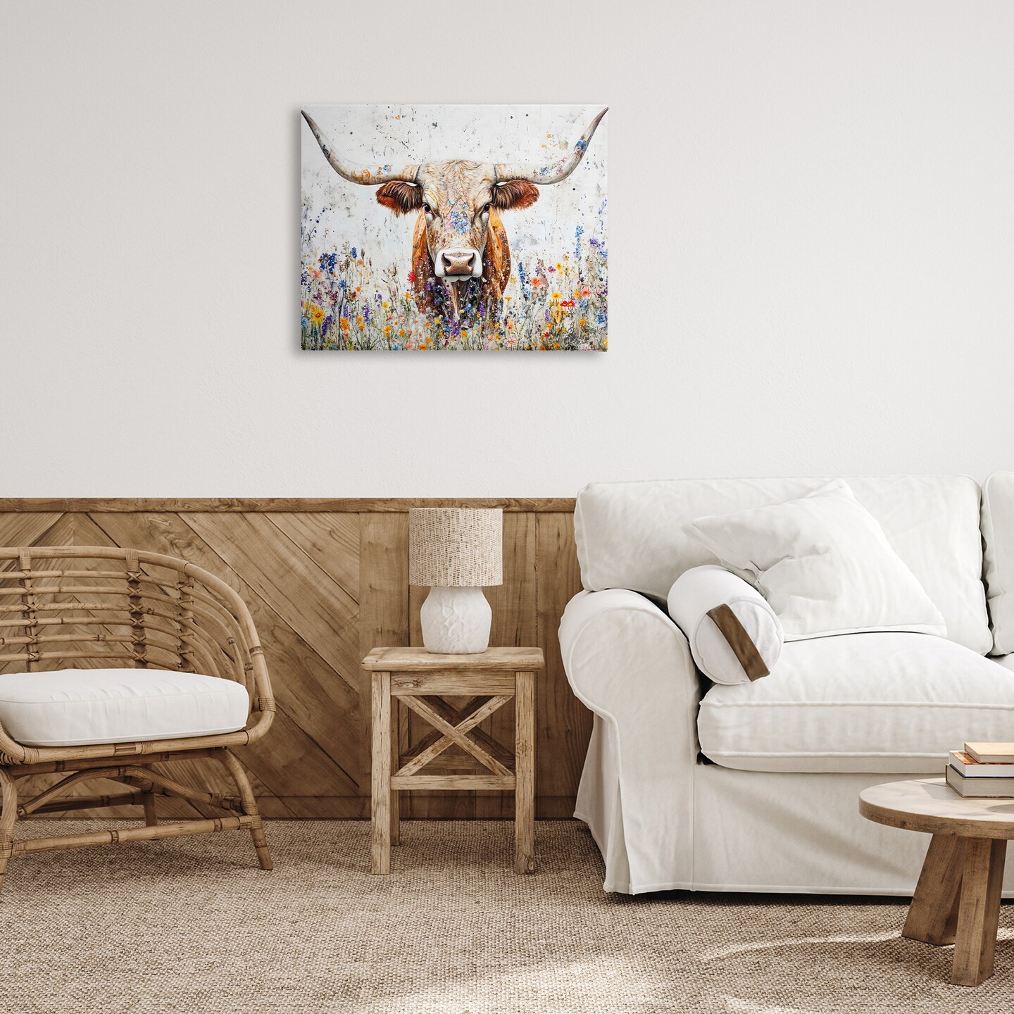 Stupell Industries Texas Longhorn Speckled Flowers Canvas By Franklyn Gregory