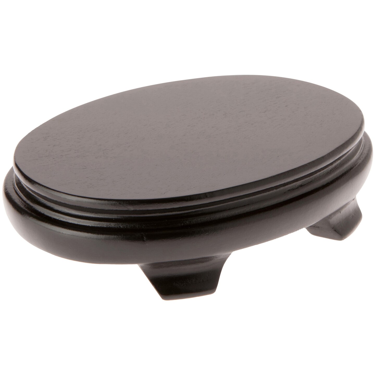 Plymor Black Oval Wood Veneer Footed Display Base, 6.375" W x 4.375" D x 1.5" H (6" x 4" Display Area)
