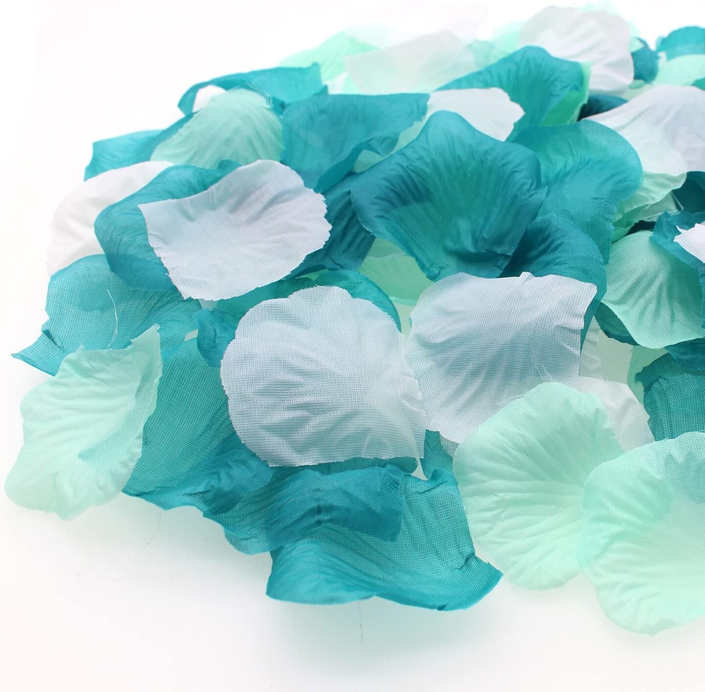 900PCS Teal Mint White Mixed Silk Rose Flower Petals Table Confetti Sprinkles Mermaid Beach Party Wedding