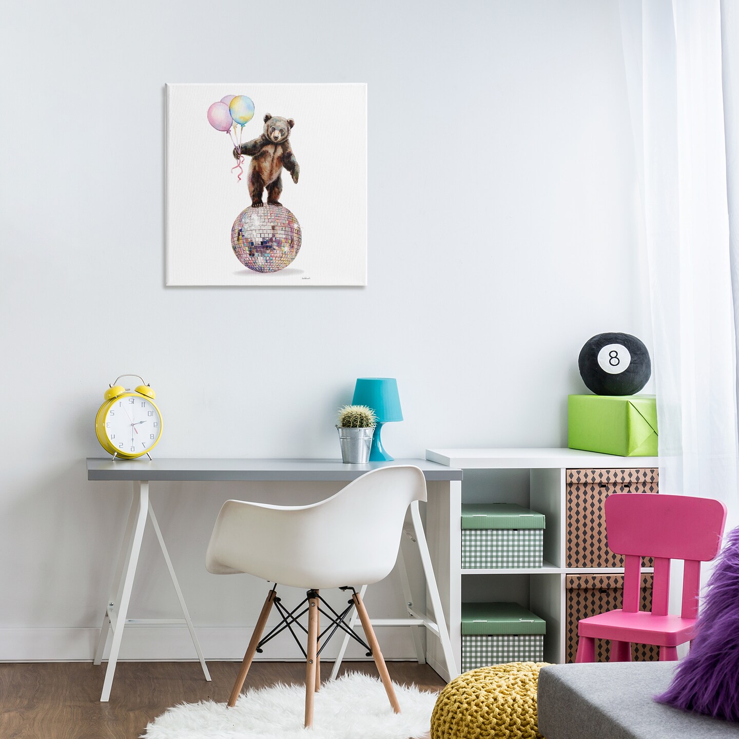 Stupell Industries Bear &#x26; Balloons Disco Canvas Design by Amanda Greenwood