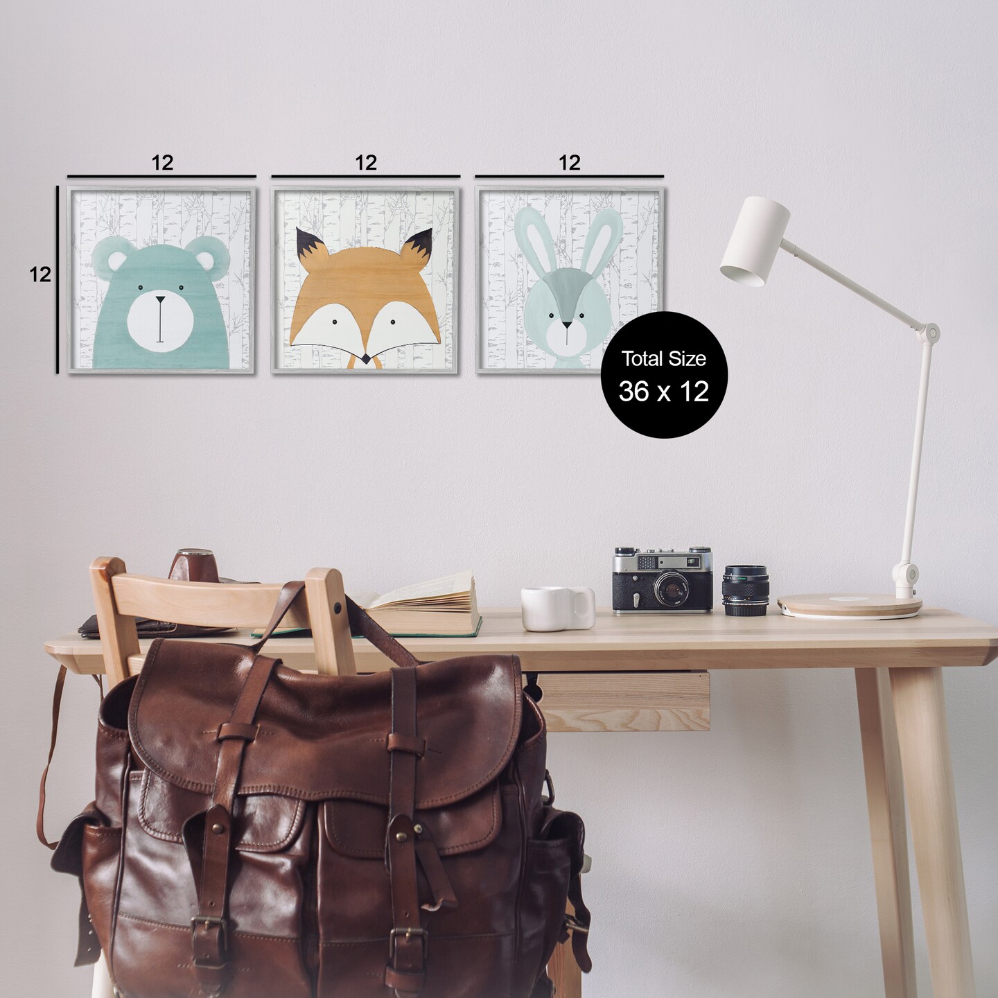 Stupell Industries Whimsical Woodland Nursery Animals 3pc Framed Giclee Set Design by Kim Allen