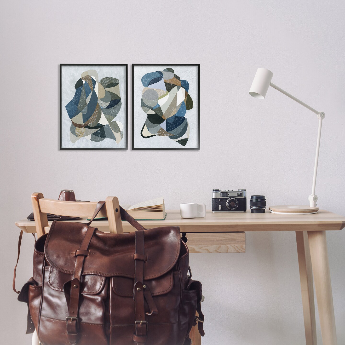 Stupell Industries Neutral Geometric Patterns 2pc Framed Giclee Set Design by Coco Good