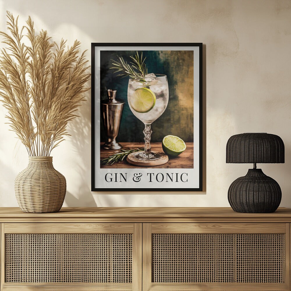 Gin &#x26;amp; Tonic - Andreas Magnusson 24x36 Black Framed Art | Home or Office Art