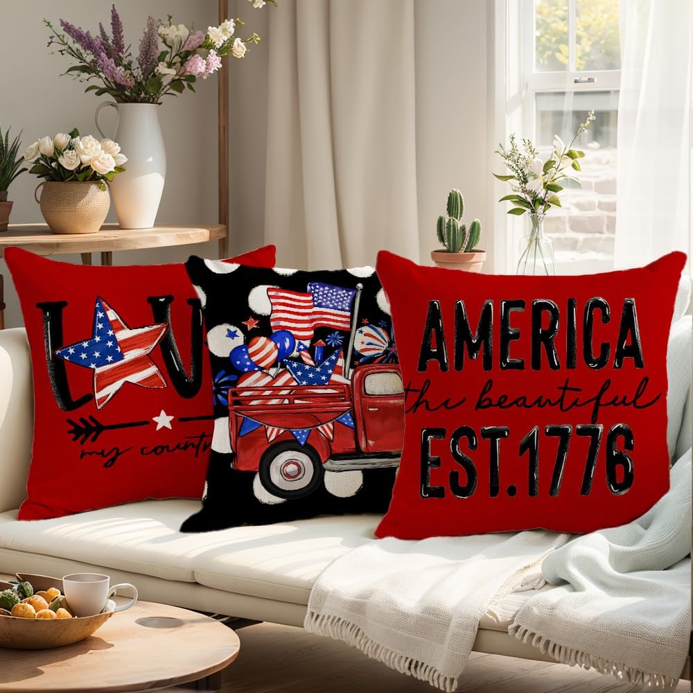 4th of July Pillow Covers 20x20 Set of 4