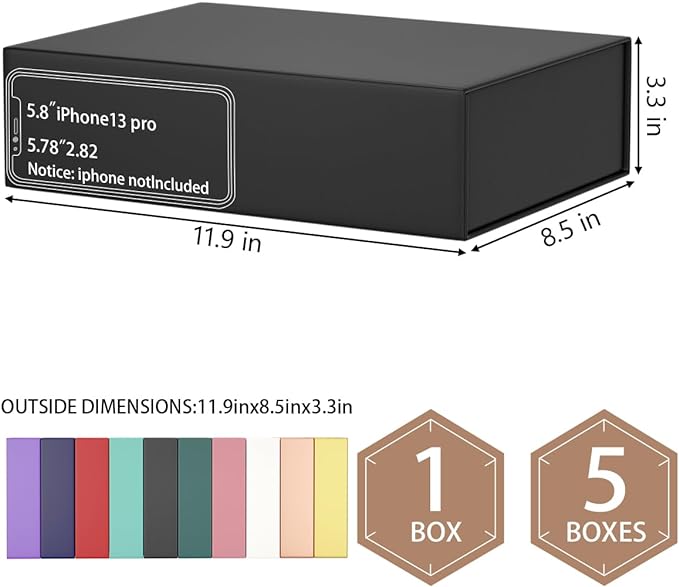 Black Gift Box 11.9&#x22; x 8.5&#x22; x 3.3&#x22; with Magnetic Closure Lid Gift Box for Presents,Bridesmaid Gifts Box,Cute Box,Birthday Gift box,Luxury for Gift Packaging, Magnetic Gift Box for Wrapping Gifts