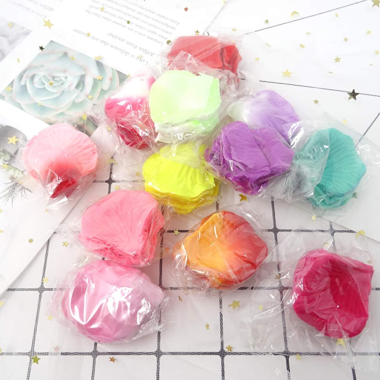 960PCS Multicolor Artificial Rose Petals Wedding Party Flower Petals for Wedding Home Party Romantic Night Anniversary Valentine's Day